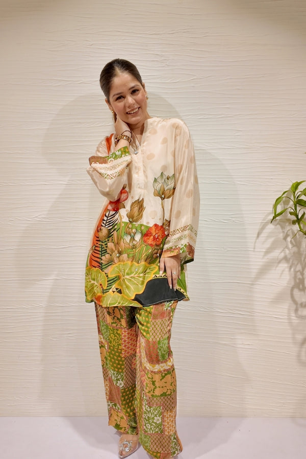 Beige Digital printed co ord set