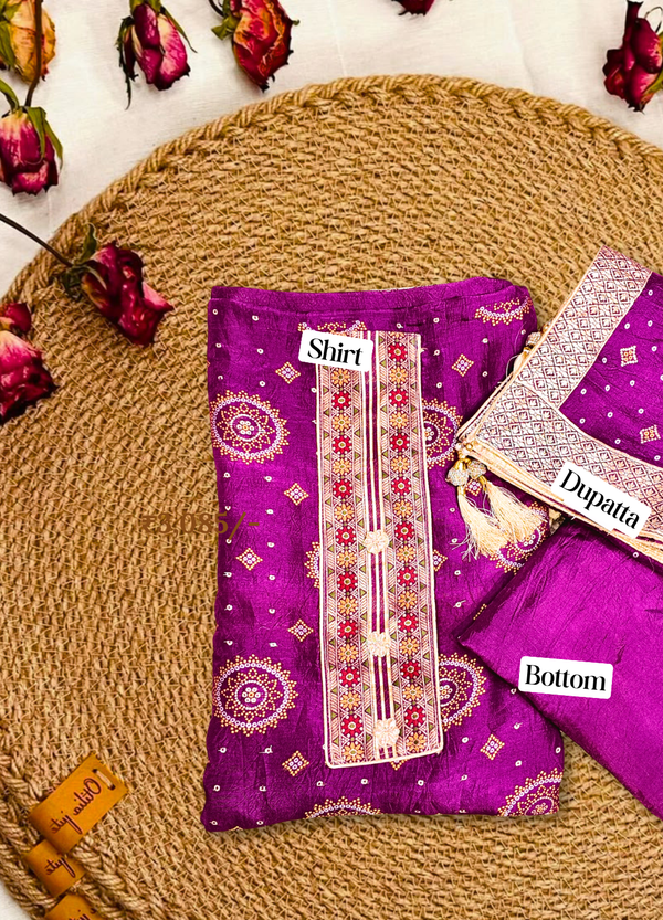 Festive Purple Banarasi Silk Suit Set
