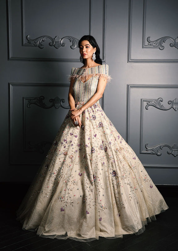 Golden Designer Gown With Sequin Work – Puri Emporio