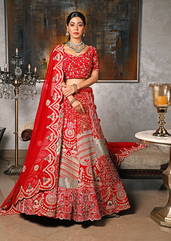 Rose Red Designer Bridal Lehenga