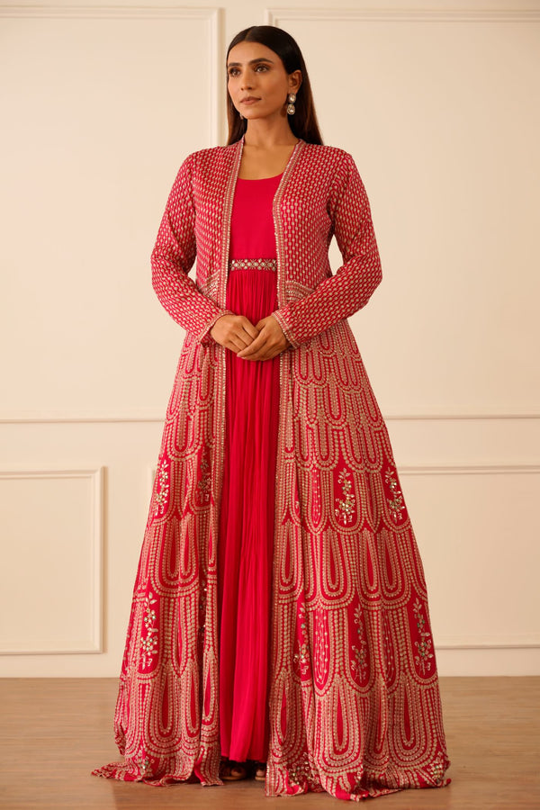 Pink Anarkali Suit With Cape